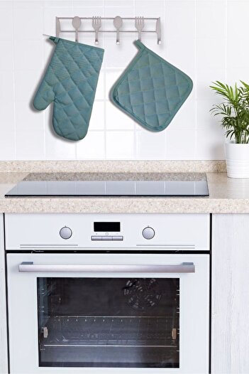 Home Oven Mitts and Pot Holders Set - (1 Mitt - 1 Pot Holder) - Fireproof and Heat Resistant
