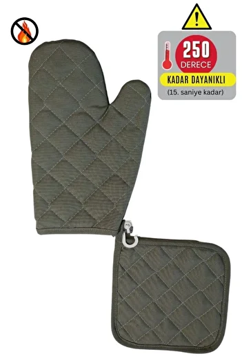 Home Oven Mitts and Pot Holders Set - (1 Mitt - 1 Pot Holder) - Fireproof and Heat Resistant