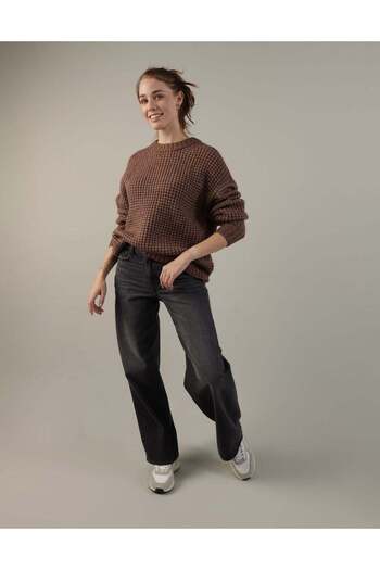 AMERICAN EAGLE AE Oversized Waffle Crewneck Sweater