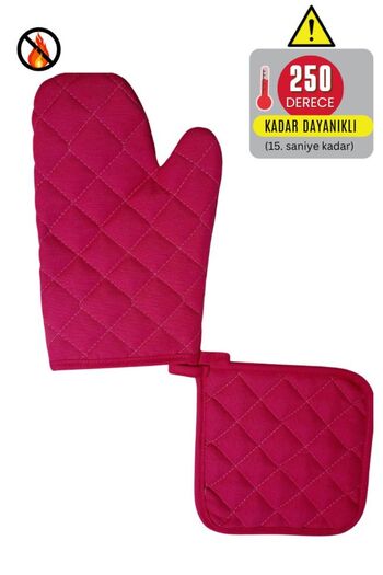 Home Oven Mitts and Pot Holders Set - (1 Mitt - 1 Pot Holder) - Fireproof and Heat Resistant