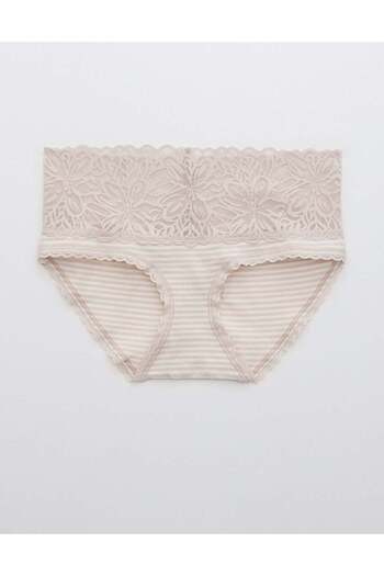 AMERICAN EAGLE ملابس داخلية قصيرة مخططة من القطن من Aerie بتصميم Firework Lace