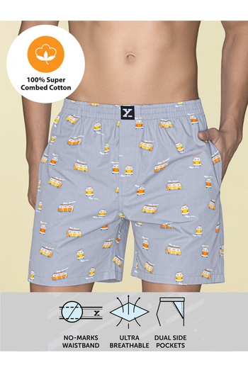 XYXX By Styli Printed Cotton Boxer Shorts with Elasticated Waistband