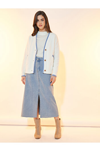 Styli Contrast Trim Pocket Front Cardigan