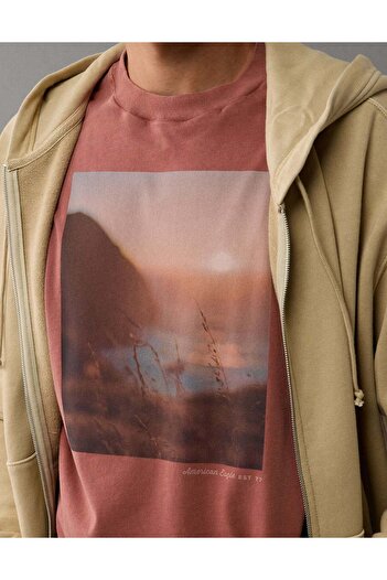 AMERICAN EAGLE تي شيرت AE كبير الحجم برسومات فوتوغرافية