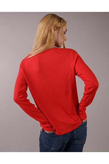 AMERICAN EAGLE AE Plush Long-Sleeve Crew Neck T-Shirt