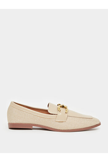 Styli Metal Buckle Design Textured Loafers