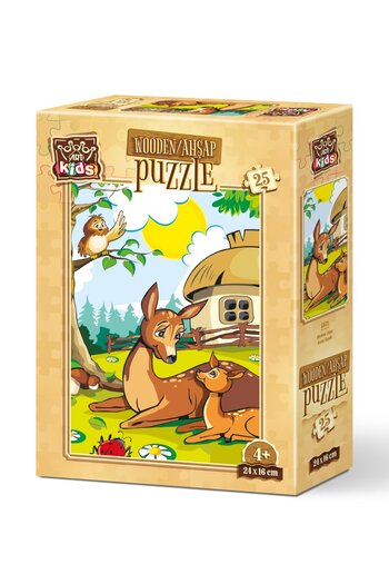 Art Puzzle Art Kids Mother Deer 25 Piece Wooden Puzzle