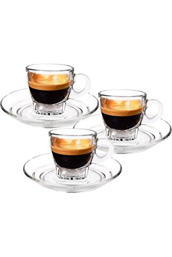 Ocean Caffe Espresso Cup & Saucer Set, 70ml, Set of 6 – Espresso, Tea, Coffee, Cappuccino,Latte Cup