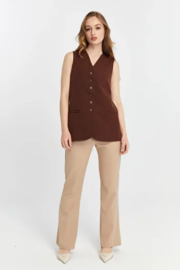 Bolivente Women's Buttoned Regular Lined Woven Vest