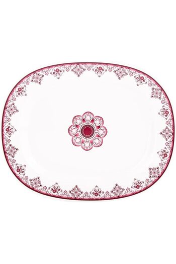 AKDC Vague Mel Oval Plate L(25cm) xW(30cm) xH(3cm) White And Red