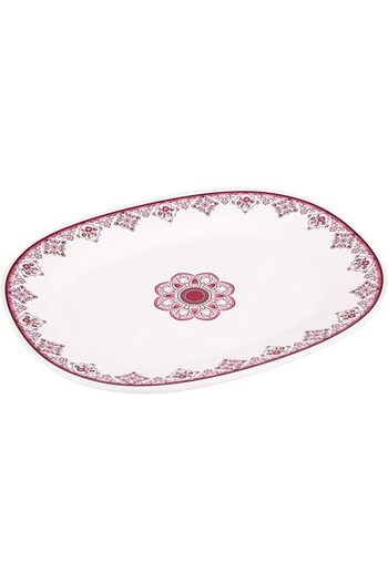 AKDC Vague Mel Oval Plate L(25cm) xW(30cm) xH(3cm) White And Red