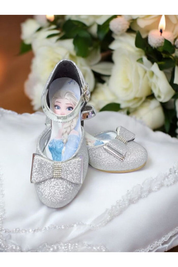 PATİK BEBE Girl's Princess Mini-Heel Silver Color Stylish Evening Shoes