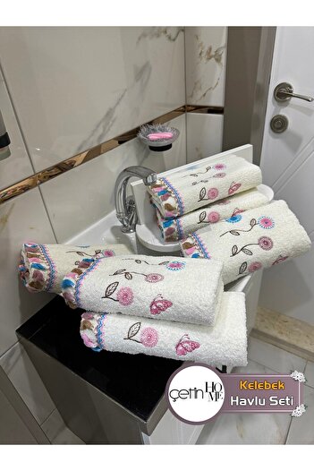 Çetinhome Набір рушників Kelebek з вишивкою, 6 штук, 50x90 см