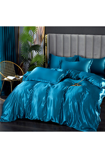 sharpdo GOOTOY 4-Piece Duvet Cover Set, Quilt Cover Set, Soft Touch & Comfortable, Imitated Silk Fabric