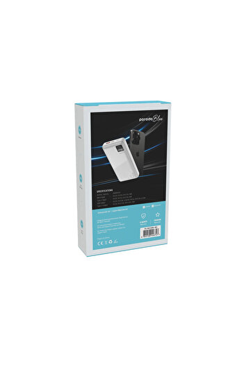 porodo Blue  20000Mah  Powerbank Type-C Usb A And Micro With Digital Display- White
