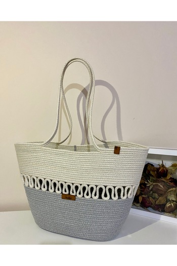 MS Glassware Straw Look Jute Beach Bag, Arm Bag, Hand Bag