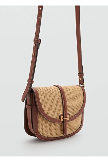 MANGO Woman Canvas Contrast Crossbody Bag