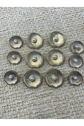 ODDA TASARIM ATÖLYESİ Oyster Model Pearl Detailed Blazer Jacket Button Set