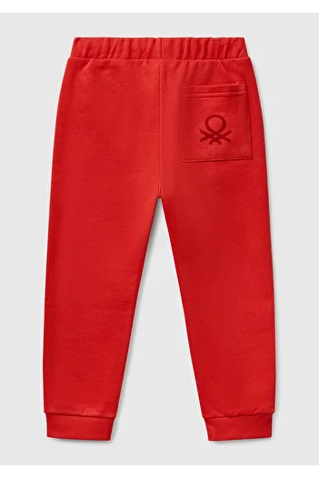 United Colors of Benetton Boy's Red Back Pocket Logo Sweatpants