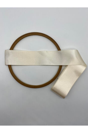 Ak Tuhafiye Cream Satin Ribbon 6 cm 10 Meters Jewelry Ribbon, Wide Satin, Bundle-Decoration-Decoration Ribbon No:2