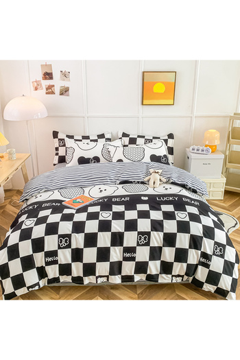 sharpdo 4-Piece Set Bedding Modal Quilt Cover Set with 1 Quilt Cover 1 Sheet and 2 Pillowcases 1.5m Bed