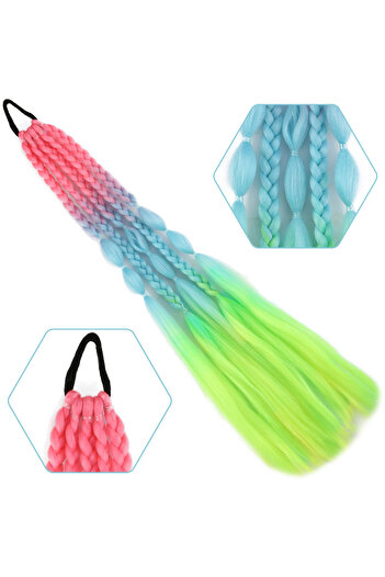 KONAK PERUK Balloon and Straight Loose Braided Elastic Ponytail - Acm13