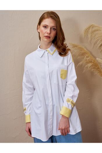 Kayra Chain-Detailed Poplin Tunic Optical White