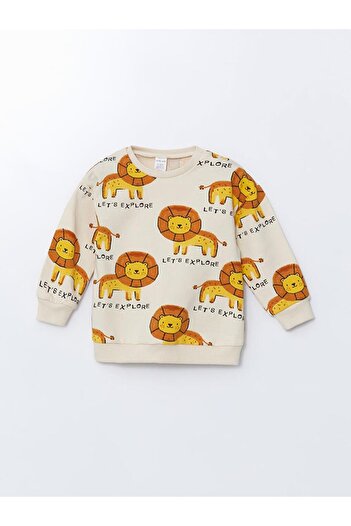 LC Waikiki Crew Neck Printed Sweatshirt and Sweatpants for Baby Boy - Set of 2