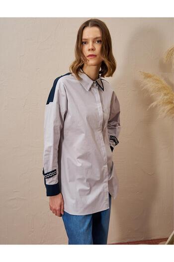 Kayra Chain Detailed Cotton Tunic Light Gray