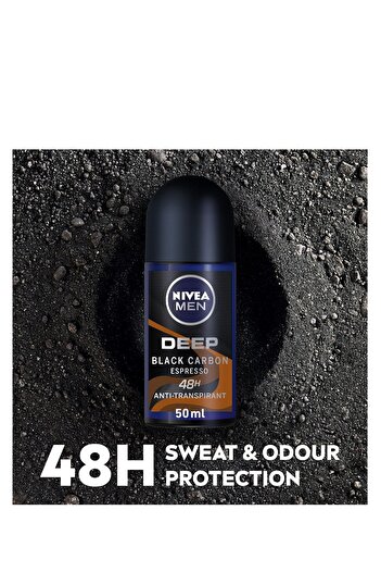 NIVEA Deodorant Men Roll On Deep Black Carbon With Espresso Scent 50ml X3
