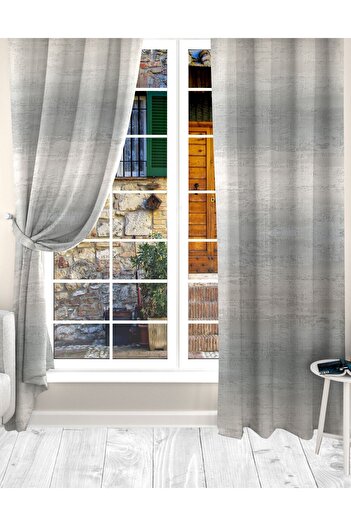 Ardizayn Grey-Beige Velvet Printed Bedroom Doorway Kitchen Living Room Two Wing Background Curtain