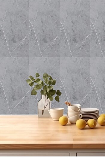UKAB Kendinden Yapışkanlı Esnek Köpük Beyaz Pvc Mermer Panel 60x30 cm Banyo WC Mutfak