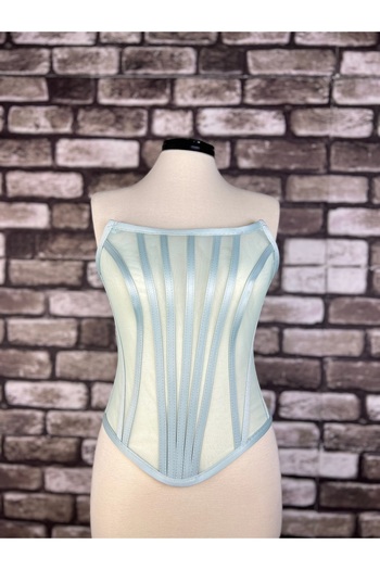 Metay Design Mint Green Tulle Transparent Corset & Bustier