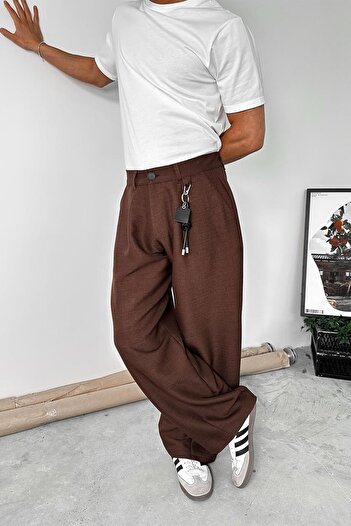 HAFKAGİYİM Καφέ υφασμάτινο παντελόνι Cozy Design