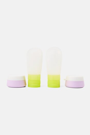 Miamica 4 Pieces Silicone Travel Bottle And Jar Set, White Combo