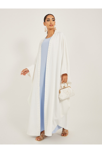 Styli Faux Pearl Embellished Batwing Sleeve Abaya