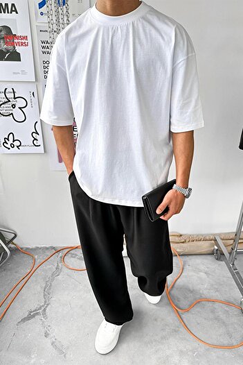 HAFKAGİYİM Οπτικό Λευκό Cozy Basic Oversize T-Shirt