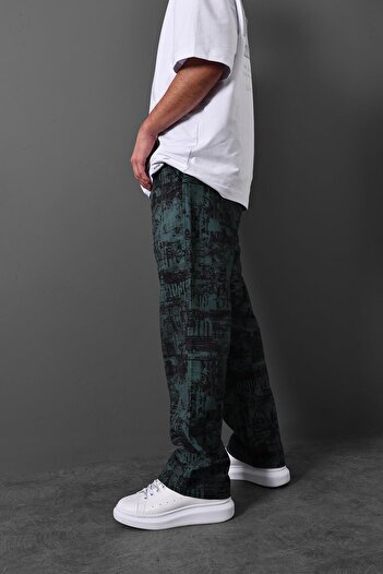 Slatra Men's Khaki Digital Print Parachute Fabric Baggy Pants