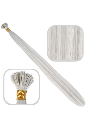 Mina Peruk Fiber Synthetic Beads Welding Color Hair - Light Gray - 100 Pieces