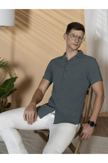 Dennis Lingo By Styli Solid Relaxed Fit Spread Collar Shirt