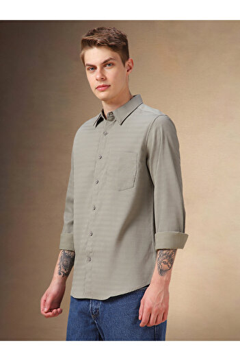 Dennis Lingo By Styli Textured Regular Fit Collared Shirt with Pocket
