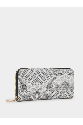 Styli Embroidered Zip Around Wallet