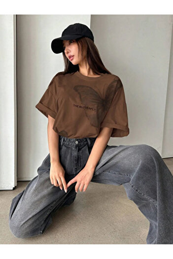 Keywest Unisex The Butterfly Printed Oversize T-Shirt 100% βαμβάκι