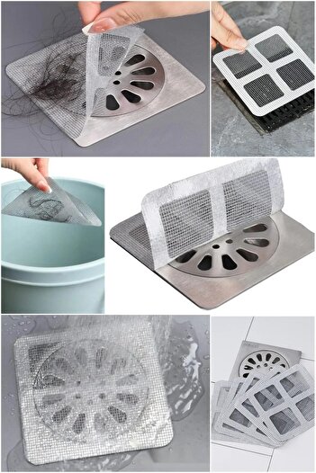 Dünya Magnet 10 Pieces Adhesive Bathroom Drain Protector Hair Collector – Drain Insect Protector Drain Strainer