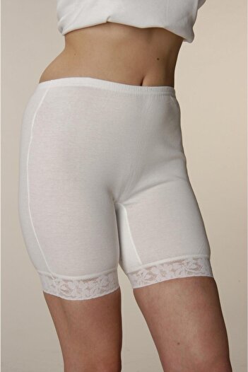 NEHİRİN Ribbed Women's Cuffed Panties 2 Pcs White