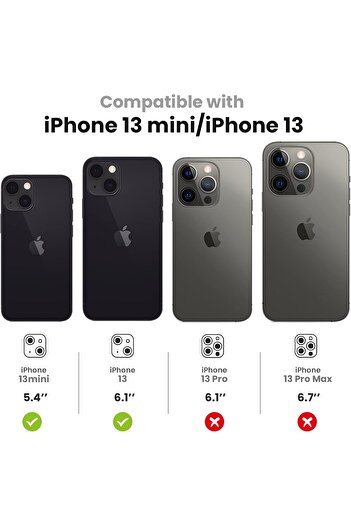 AWH iPhone 13 Mini/13 Camera Lens Protector, 9H Tempered Glass, Metal Ring, Screen Protector