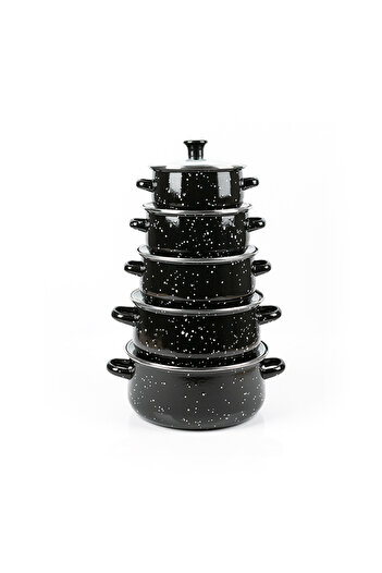 sharpdo 10-Piece Flame Cooking Set With Glass Lids Enamel Soup Pot 16/18/20/22/24cm