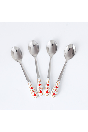 sharpdo European Stainless Steel Coffee Spoon Tea Spoon With Ceramic Handle