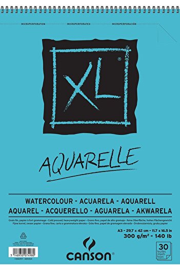 Canson Aquarelle XL Watercolor Block with Spiral 30 Sheets A3 300Gr