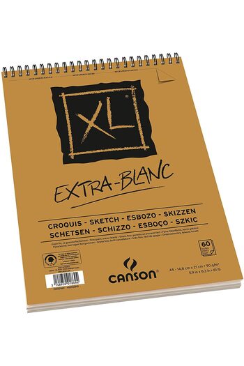 Canson Extra Blanc XL - Sketch Block with Spiral, A5 90Gr